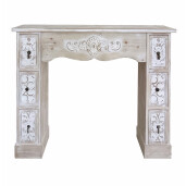 Masca decorativa semineu lemn natur alb  120 x 23 x 95 cm