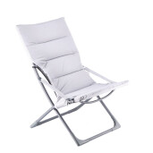 Scaun terasa, gradina pliabil fier gri textil alb 65 x 83 x 93 cm