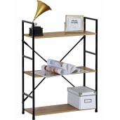 Raft pardoseala fier negru mdf maro  58,5 x 23,5 x 80 cm