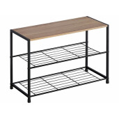 Pantofar fier negru mdf maro 60 x 30 x 43 cm