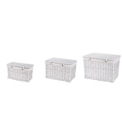 Set 3 cosuri depozitare lemn salcie alb 43 x 23 x 26 cm, 50 x 30 x 33 cm,  57 x 37 x 40 cm