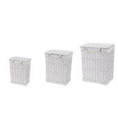 Set 3 cosuri rufe, depozitare lemn salcie textil alb 30,5 x 20,5 x 40, 37 x 26,5 x 47, 44 x 33 x 56 cm