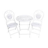 Set mobilier gradina masa, 2 scaune fier alb negru 60 x 70 cm, 38 x 38 x 93 cm