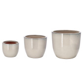 Set 3 ghivece flori ceramica crem 22,5 x 19 cm, 30,5 x  26,5 cm, 38 x 33 cm