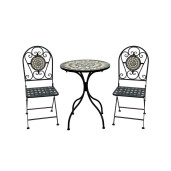Set mobilier gradina masa, 2 scaune fier ceramica 60 x 72, 35 x 37x 92 cm