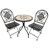 Set mobilier gradina masa, 2 scaune fier ceramica 60 x 72, 35 x 37 x 92 cm