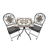 Set mobilier gradina masa, 2 scaune fier ceramica multicolora 60 x 60 x 72, 35 x 37 x 92 cm