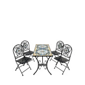 Set mobilier gradina masa, 4 scaune fier ceramica 120 x 60 x 72, 35 x 37 x 92 cm