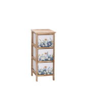Comoda lemn multicolor Flowers  26 x 32 x 63 cm