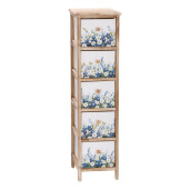 Comoda lemn multicolor Flowers 26 x 32 x 98 cm