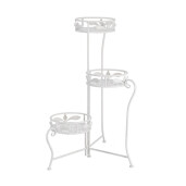 Suport ghivece flori, pliabil, fier alb 55 x 48 x 78 cm