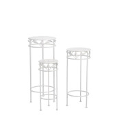 Set 3 suporturi ghivece flori fier alb 20 x 50 cm, 25 x 60 cm, 30 x 70 cm