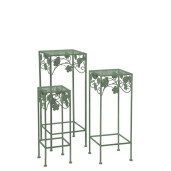 Set 3 suporturi flori fier verde  18 x 18 x 50, 23 x 23 x 60, 28 x 28 x 70 cm