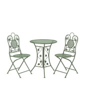 Set mobilier gradina, terasa masa, 2 scaune fier verde  60 x 70, 39 x 39 x 92 cm