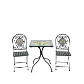 Set mobilier gradina masa, 2 scaune ciment fier multicolor decor Lamai 60 x 60 x 72, 35 x 37 x 92 cm