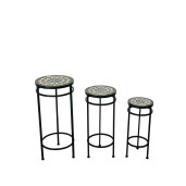 Set 3 suporturi ghivece flori ceramica multicolora fier  20 x 48,  25 x 57, 30 x 66 cm