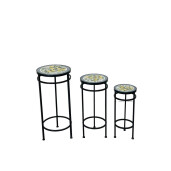 Set 3 suporturi ghivece flori fier ceramica 20 x 48,  25 x 57, 30 x 66 cm