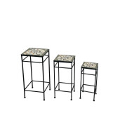 Set 3 suporturi ghivece flori ceramica multicolora fier 20 x 20 x 48,  25 x 25 x 57, 30 x 30 x 66 cm