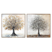 Set 2 tablouri decorative olegrafie pe panza Copaci 2 x 80 x 80 cm