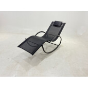 Sezlong, balansoar gradina fier textilena neagra 155 x 65 x 85 cm