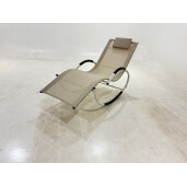 Sezlong, balansoar gradina fier textilena bej 155 x 65 x 85 cm