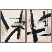 Set 2 tablouri decorative olegrafie pe panza, abstract 2 x  90 x 120 cm
