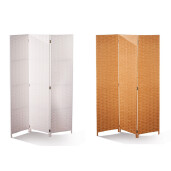 Set 2 paravane decorative bambus lemn alb maro 135 x 180 cm