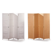 Set 2 paravane decorative bambus lemn alb maro 180 x 180 cm