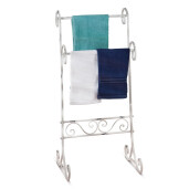 Suport prosoape fier alb vintage 45 x 33 x 96,5 cm