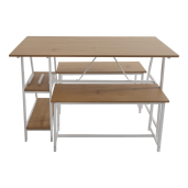 Set mobilier dining 1+2 stejar alb Zafar 120x60x75 cm, 85x30x45 cm