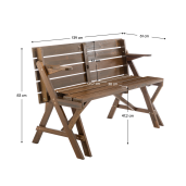 Masa gradina, banca lemn maro Zagir 139,5x133,5x73 cm