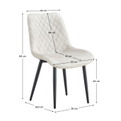 Scaun dining catifea crem metal negru Zaina 50x63.5x84 cm