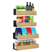 Set 4 polite otel negru bambus maro Zober 2 x 27x8,5x7,5 cm, 2 x 29,5x9,5x7,5 cm