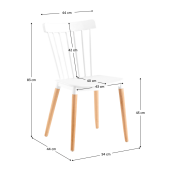 Scaun plastic alb lemn fag  Zosima 54x44x83 cm