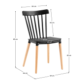 Scaun plastic negru lemn fag Zosima 54x44x83 cm