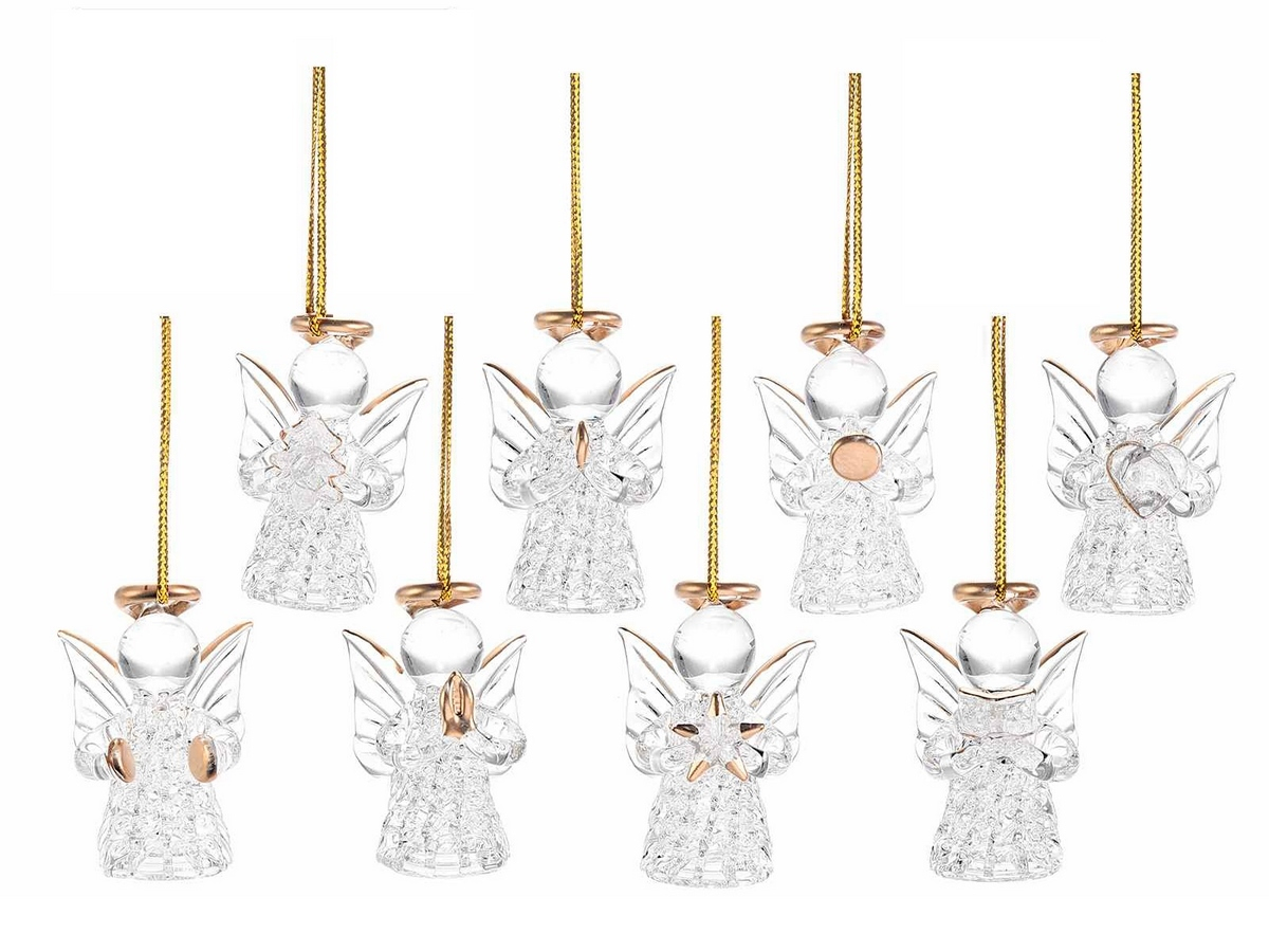 Set 24 ornamente brad Ingeri sticla 3x2.5x4.5 cm - Decorer