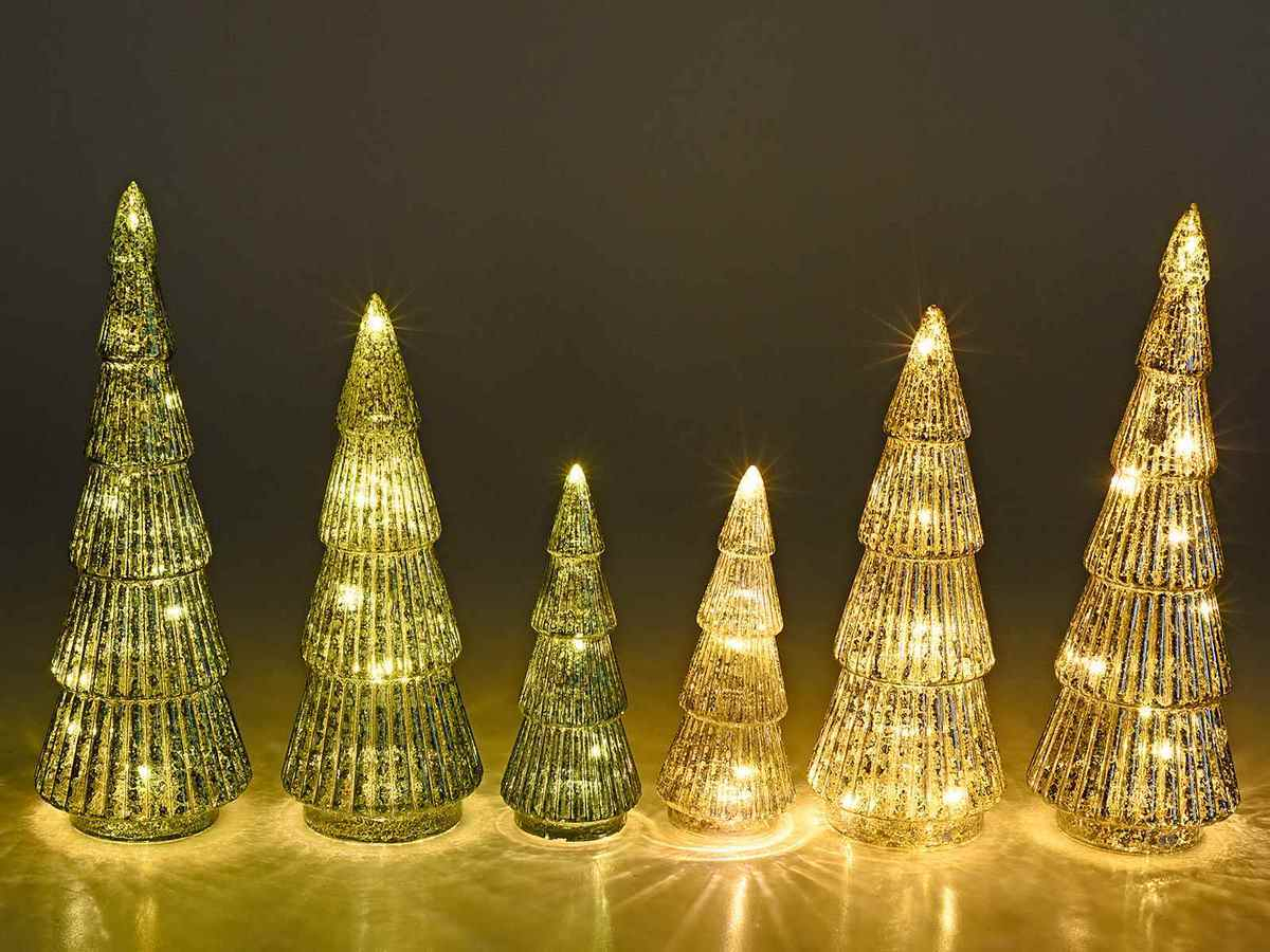 Alberi Di Natale In Vetro Set 6 brazi Craciun sticla 8.5x25.5 cm, 8x21 cm, 5.5x15 cm - Decorer