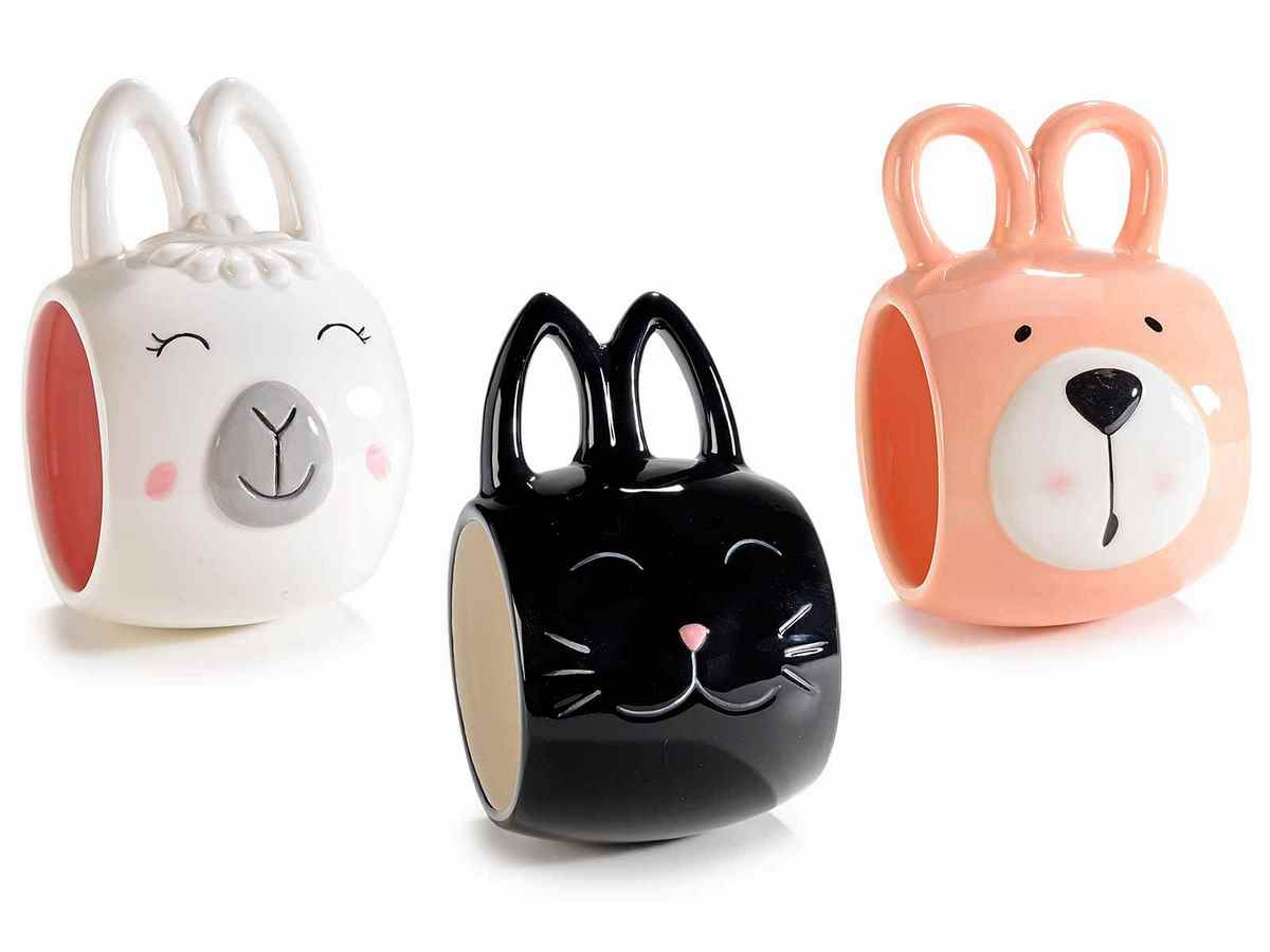 Set 6 Tazze Home Animali In Ceramica – Decori Assortiti, Capacità 350ml, Lavabili In Lavastoviglie - 6